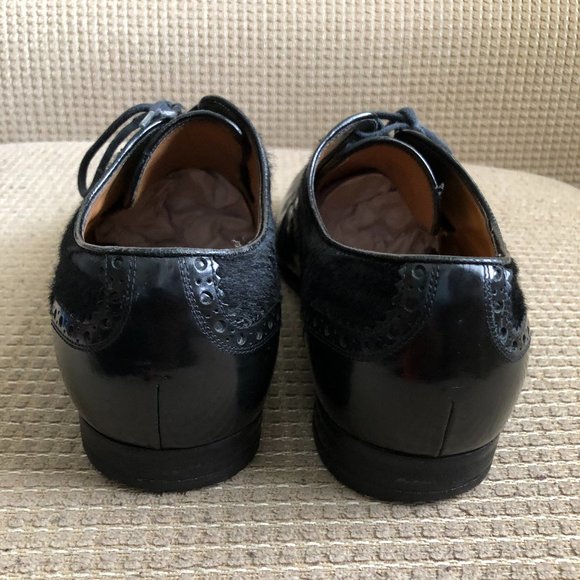 Gucci Men\'s Black Ponyhair Leather Brogues Oxford. main image 8